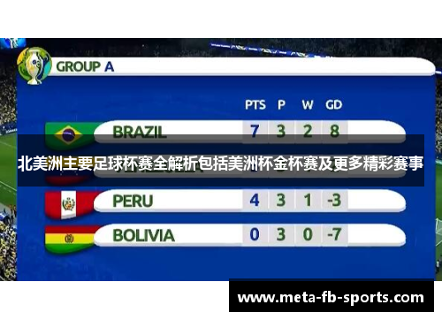 北美洲主要足球杯赛全解析包括美洲杯金杯赛及更多精彩赛事